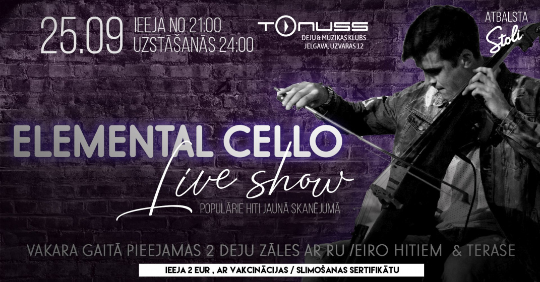 Elemental cello live show un ballīte klubā Tonuss