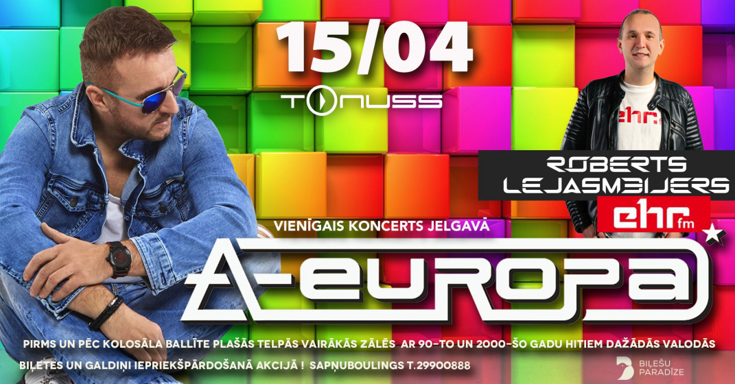 A-Europa vienīgais sezonas koncerts Jelgavā klubā Tonuss