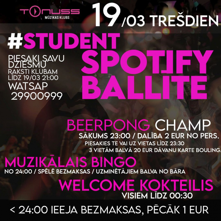 Student tuss & spēles klubā Tonuss