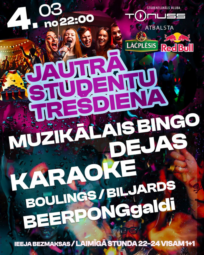 Studentu spēļu trešdiena klubā Tonuss